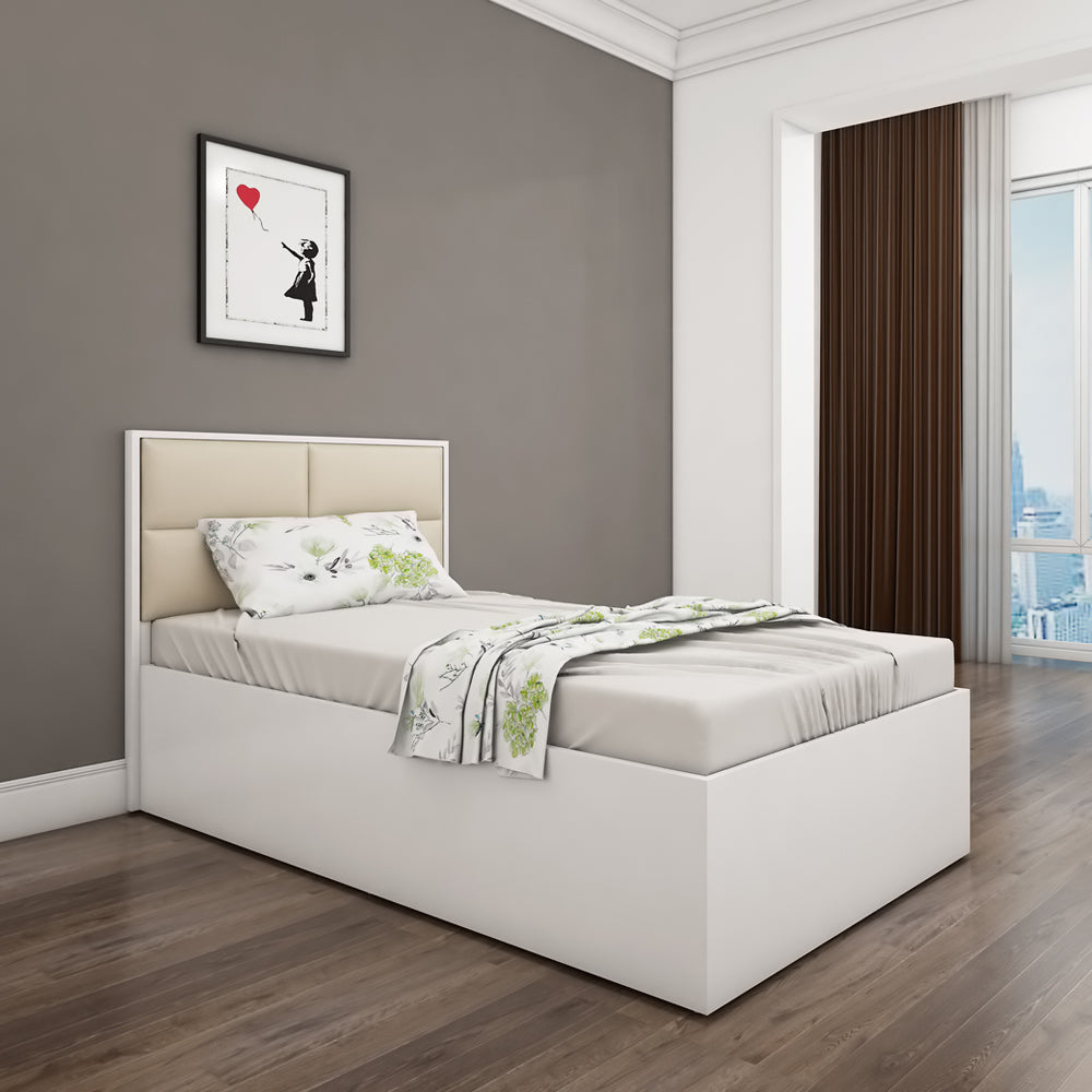 Titan Upholstered Single Bed Frosty White