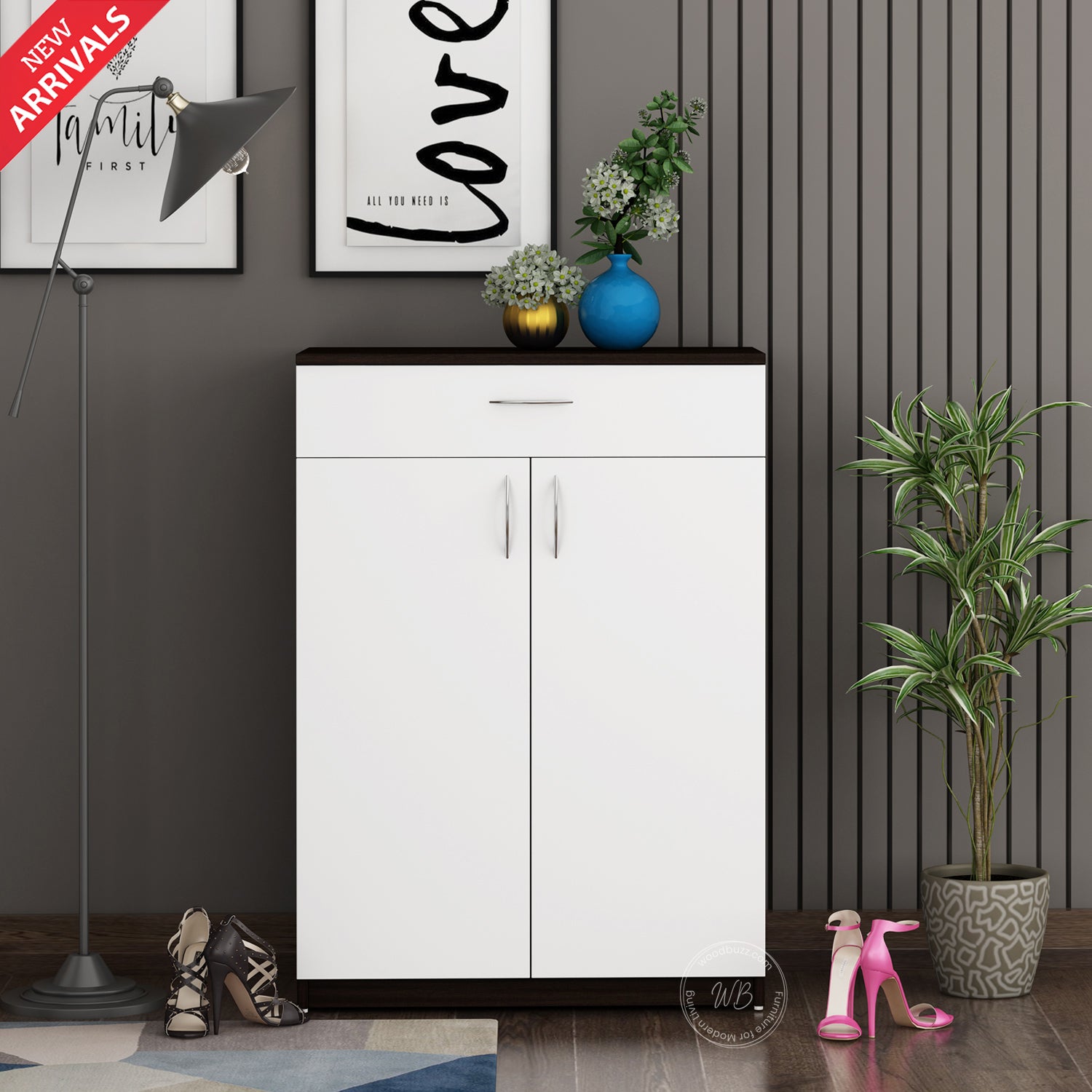 Auria Shoe Rack Wenge and Frosty White