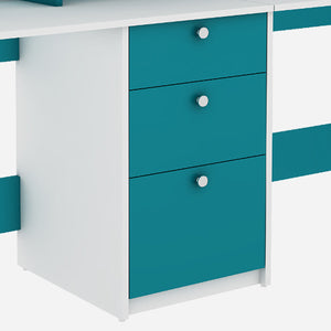Natsu Twin Home Office Table - Frosty White Ocean Green