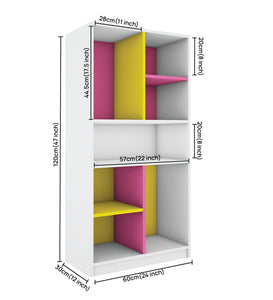 Lapis Bookcase - Frosty White, Pink & Yellow