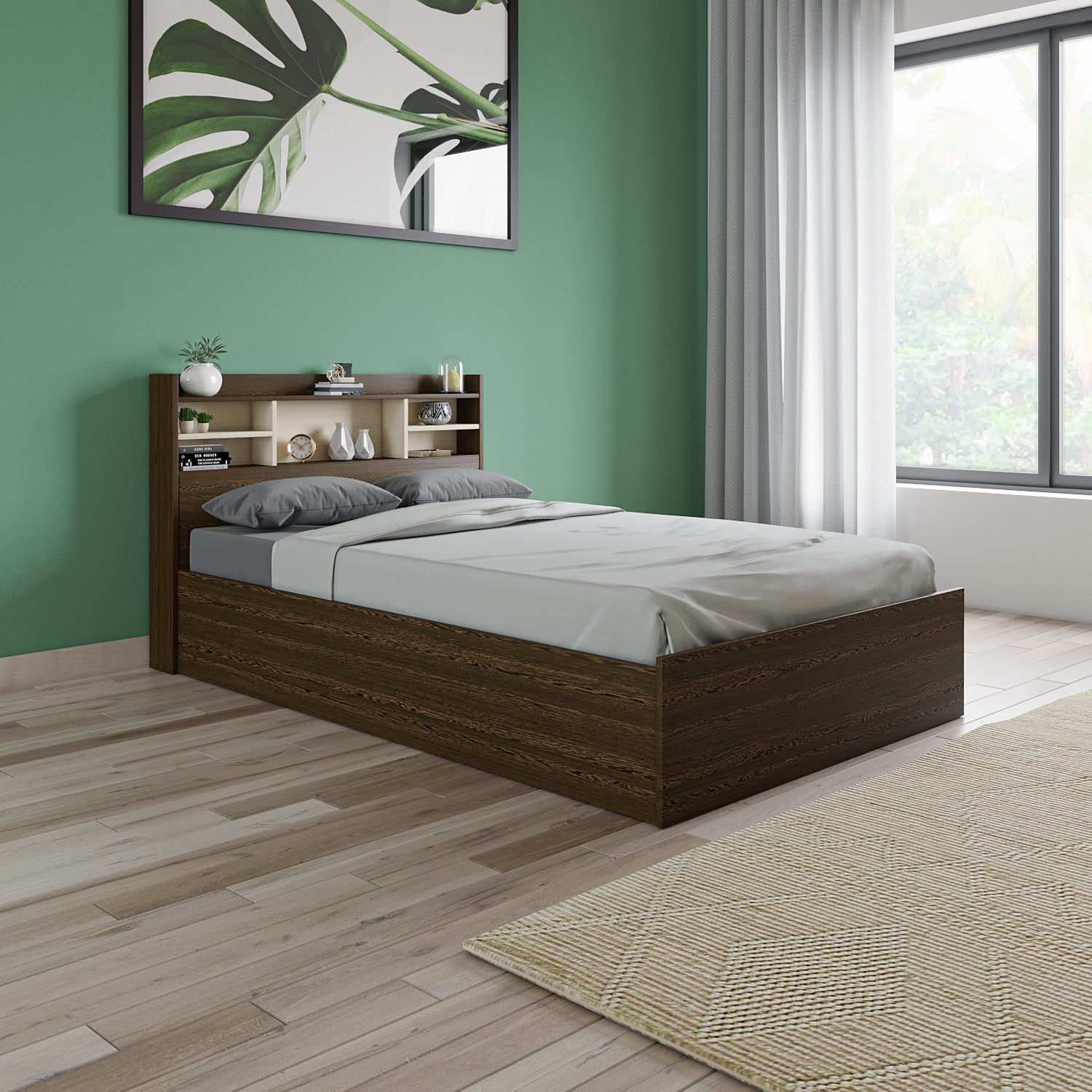 ベッドフレーム Tansu no Gen Single Bed, Storage KOSMO CAMPUS SINGLE BED (WITHOUT STORAGE) WALNUT RIGATO