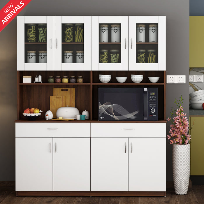 Tyson Crockery Unit | Walnut and Frosty White