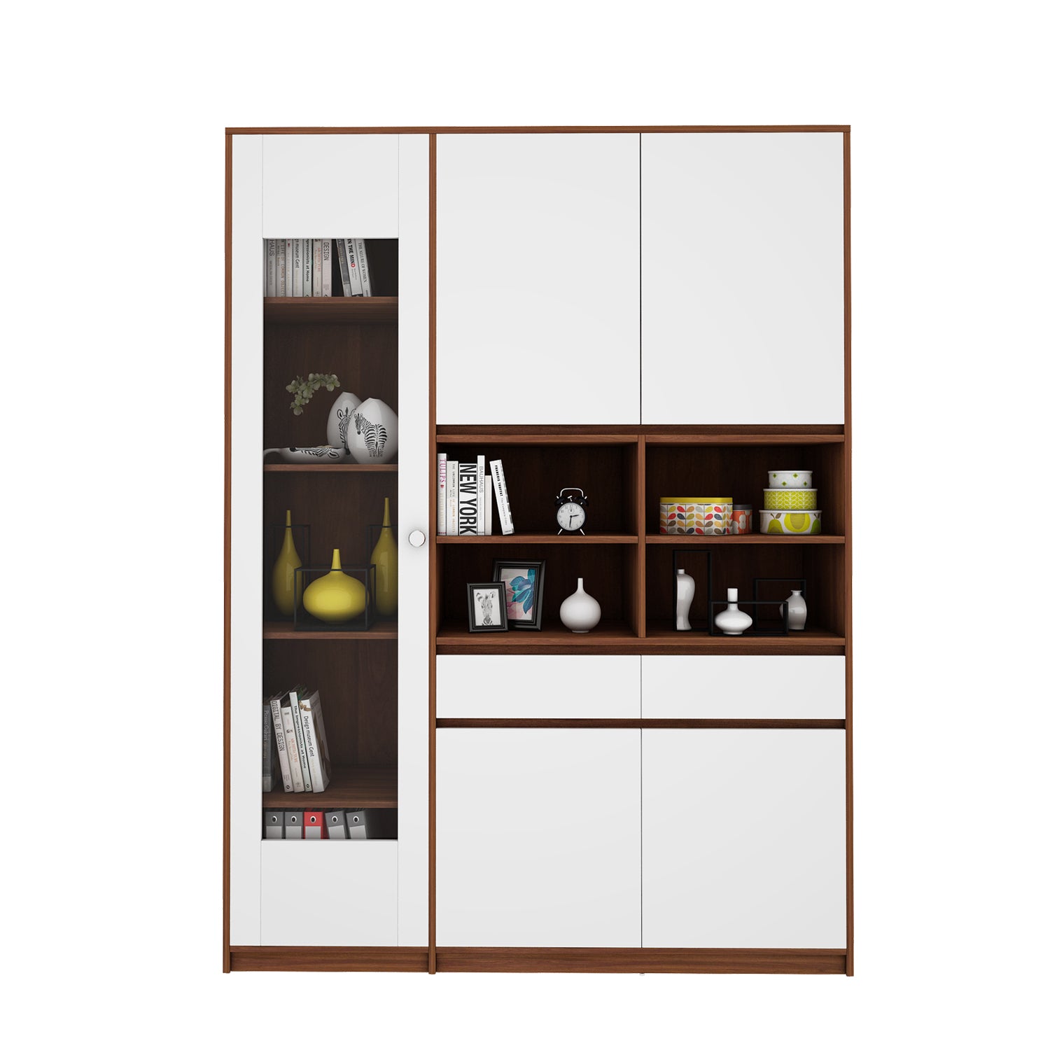Noble Multi Storage Cabinet | Walnut and Frosty White
