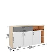 Alex Crockery Unit | Beige Teak, Grey and Frosty White