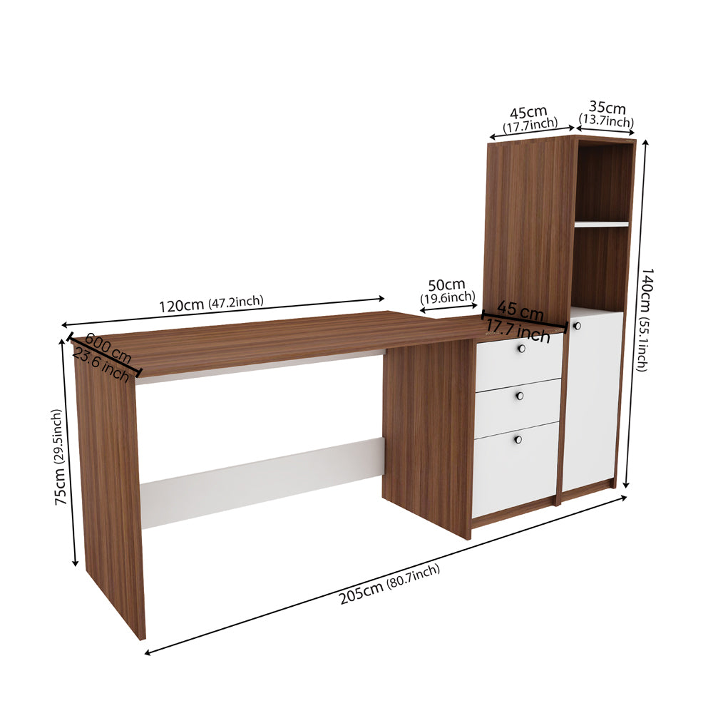 Kipling Office Table | Walnut and Frosty White