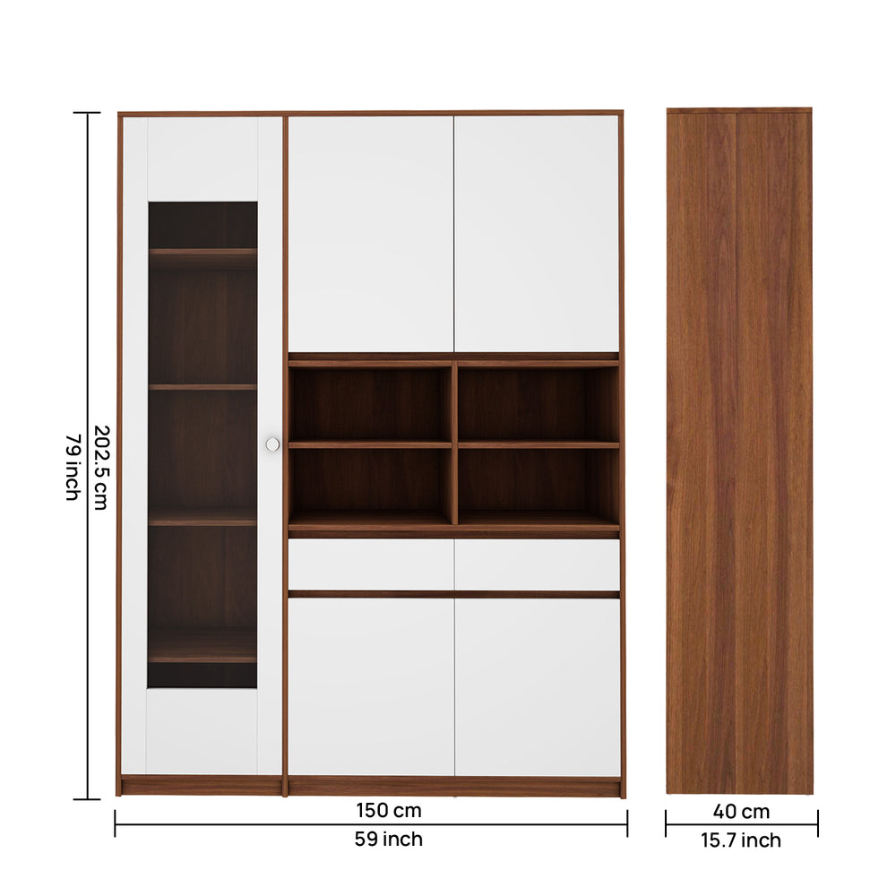Noble Multi Storage Cabinet | Walnut and Frosty White