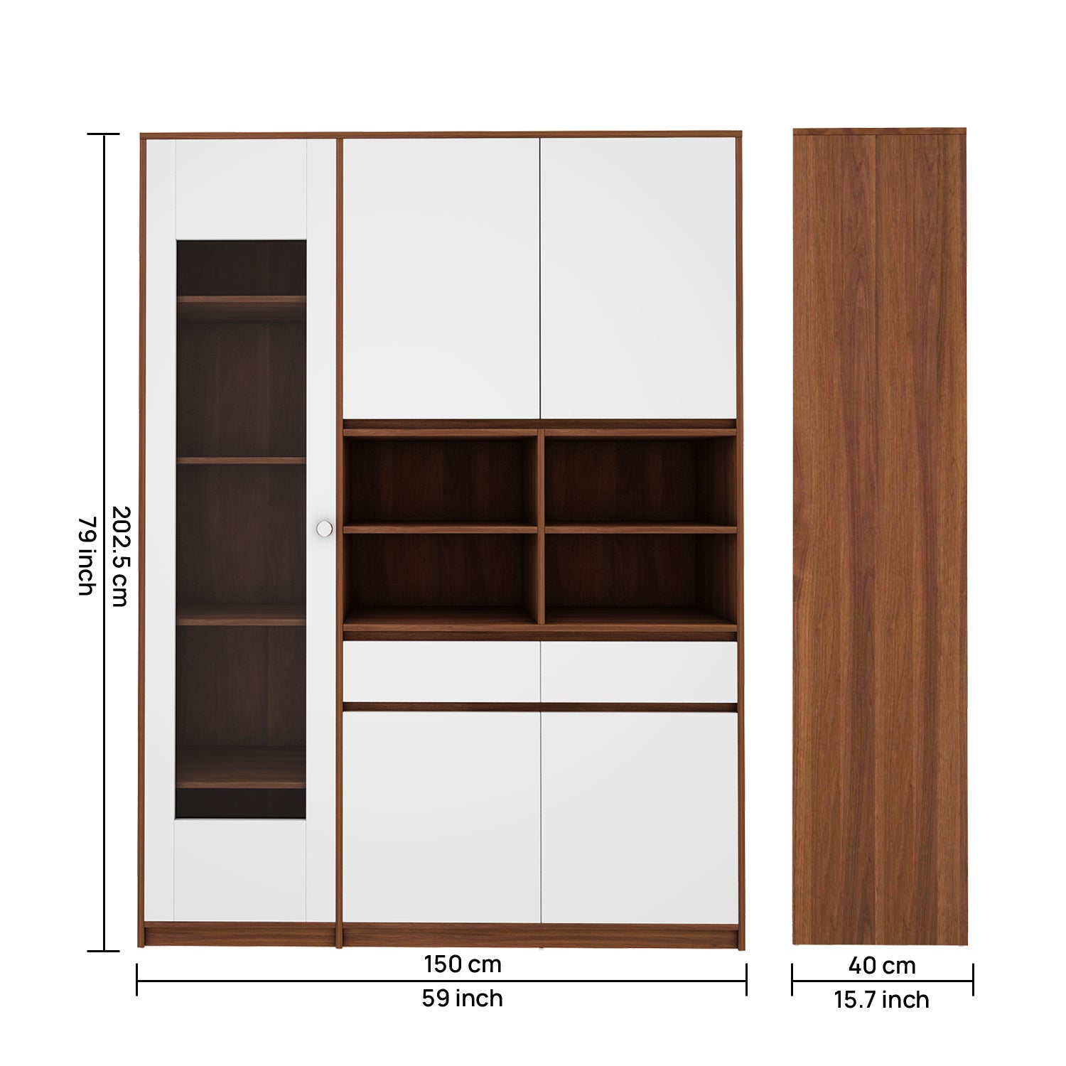Noble Multi Storage Cabinet | Walnut and Frosty White