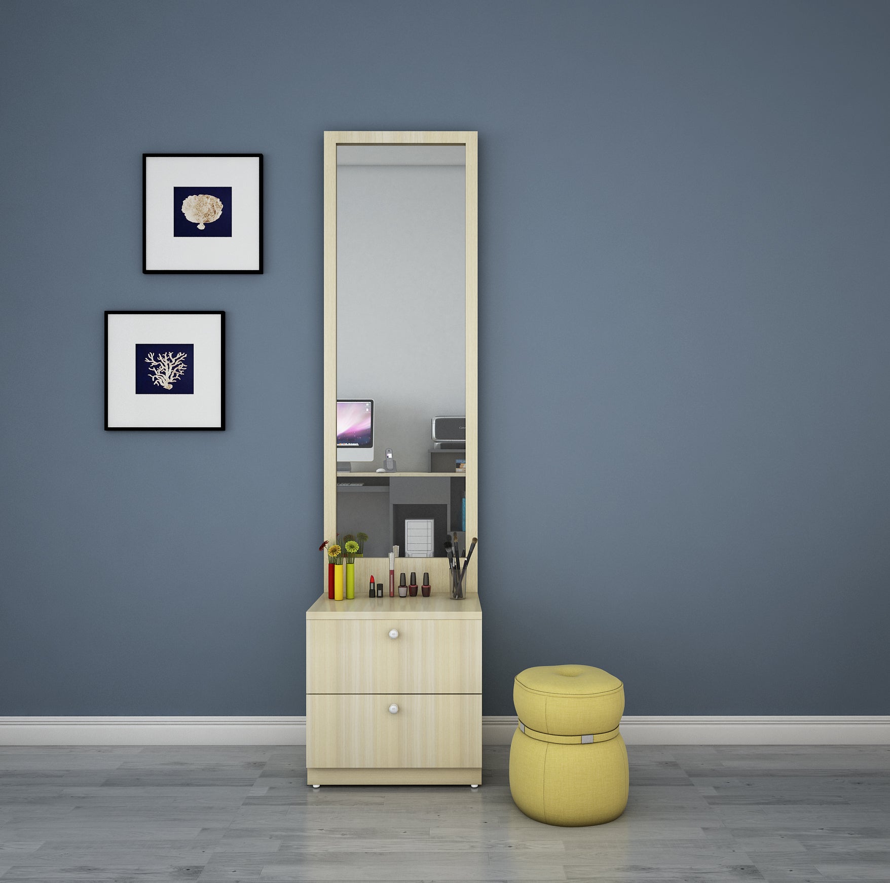 Quartz Compact Dressing Unit | Without Mirror | Beige Teak
