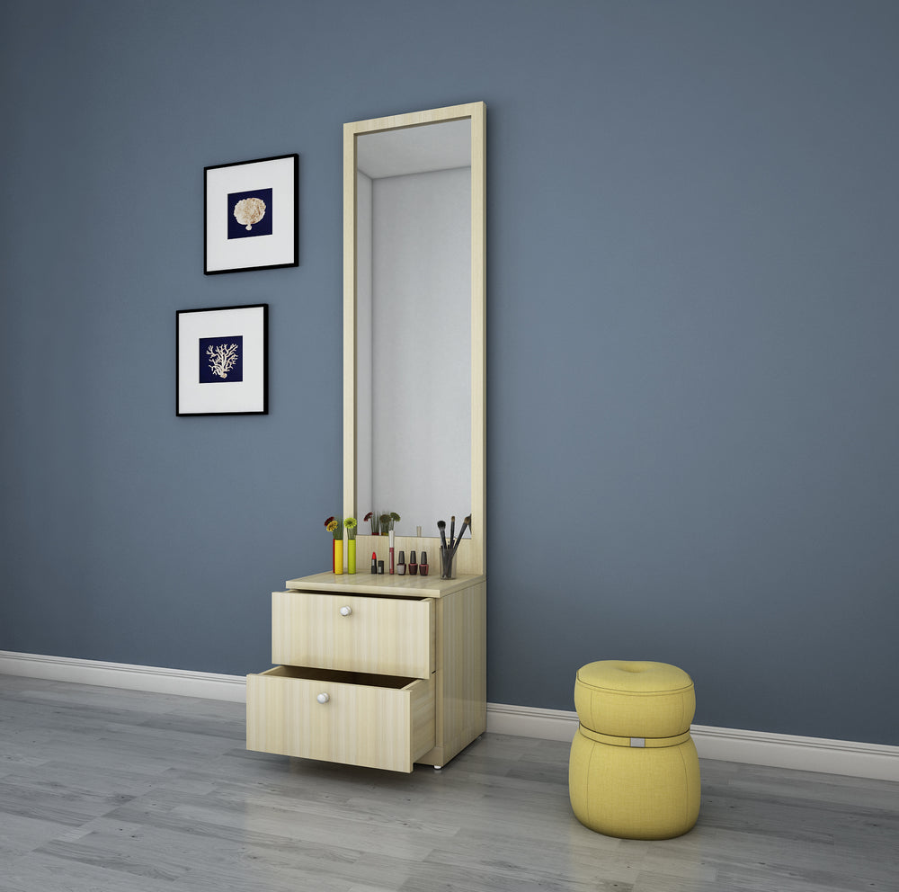 Quartz Compact Dressing Unit | Without Mirror | Beige Teak
