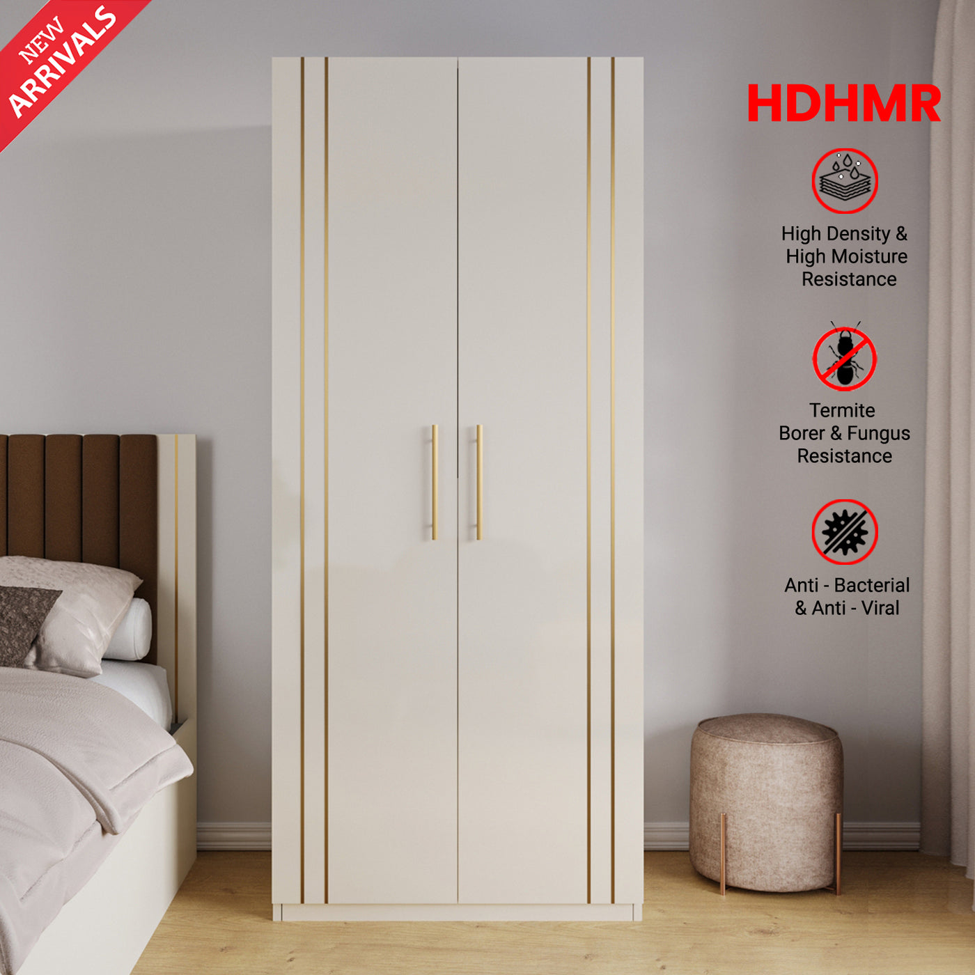 Canna 2 Door Wardrobe | HDHMR | Champagne