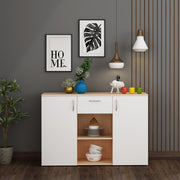 Kyrss Crockery Unit | Beige Teak and Frosty White