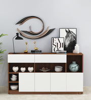 Lisa Side Crockery Unit | Large | Walnut and Frosty White