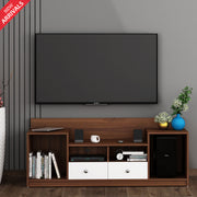 Donald TV Unit- Walnut & Frosty White