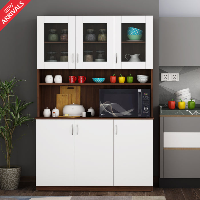Bristo Crockery Unit | Walnut and Frosty White