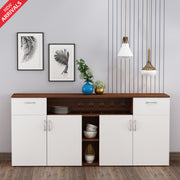 Flara Crockery Unit- Walnut & Frosty White