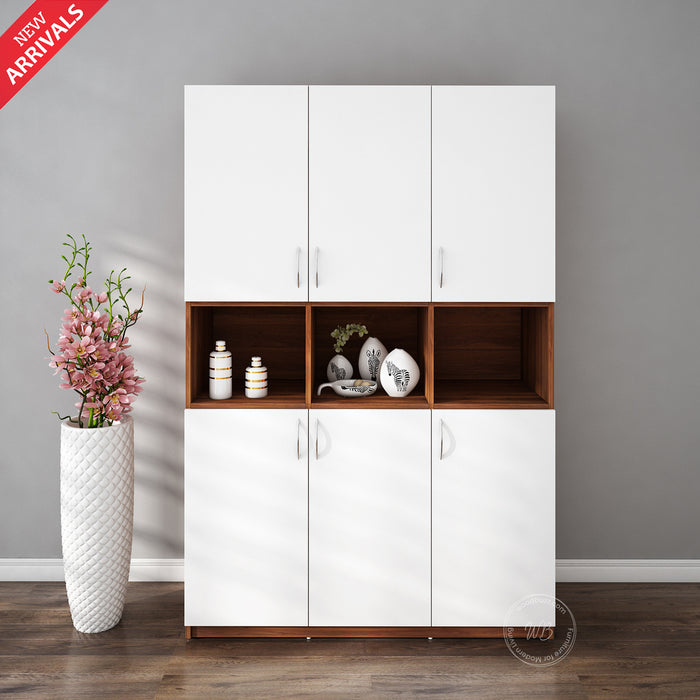 Harmony Crockery Unit | Walnut and Frosty White