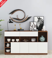 Lisa Side Crockery Unit | Large | Walnut and Frosty White