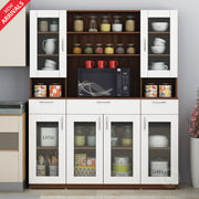 Zeenat Four Door Crockery Unit | Walnut and Frosty White
