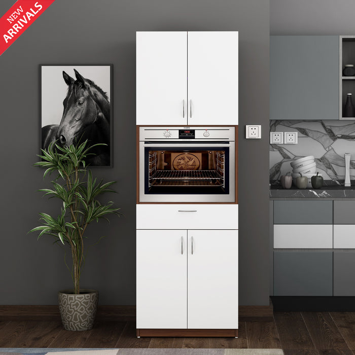 Ambra Crockery Unit | Walnut and Frosty White
