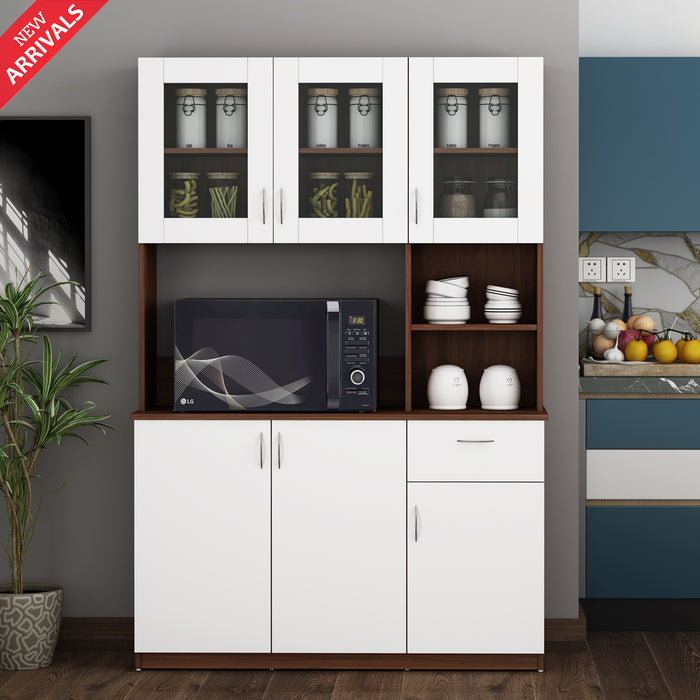 Erica Side Crockery Unit | Walnut and Frosty White