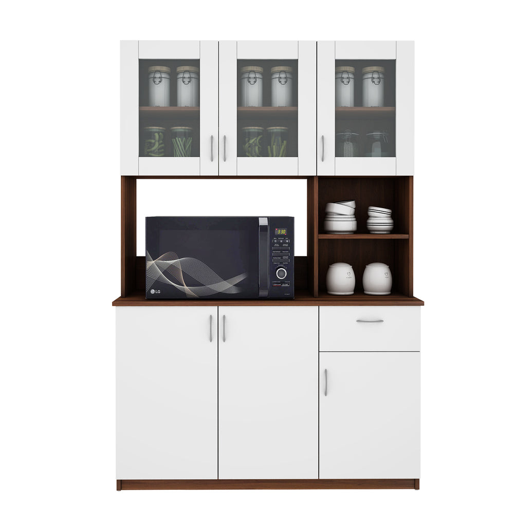Erica Side Crockery Unit | Walnut and Frosty White