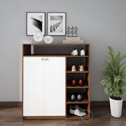 Walk-In Shoe rack | Walnut and Frosty White