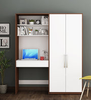 Crest Study Table cum wardrobe | Walnut and Frosty White