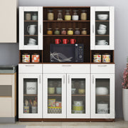 Zeenat Four Door Crockery Unit | Walnut and Frosty White