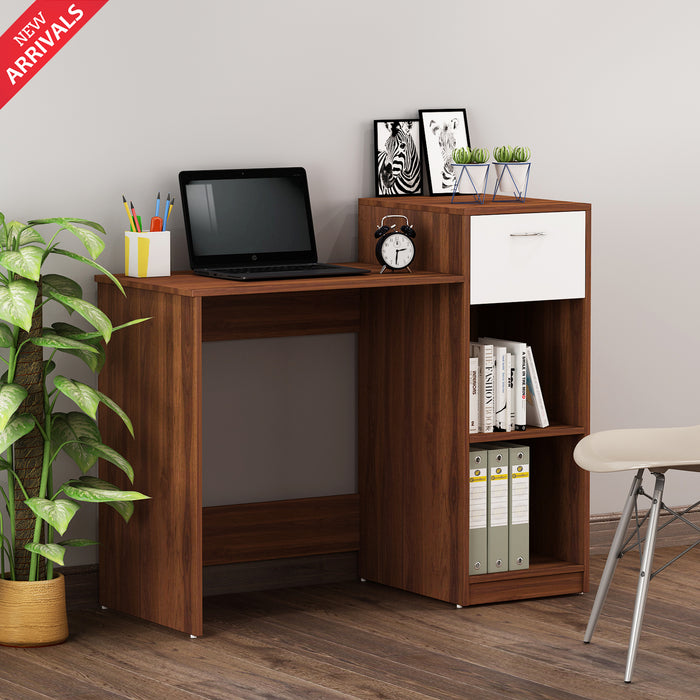 Nova Home office table | Walnut and Frosty White