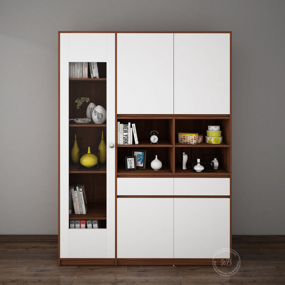 Noble Multi Storage Cabinet | Walnut and Frosty White