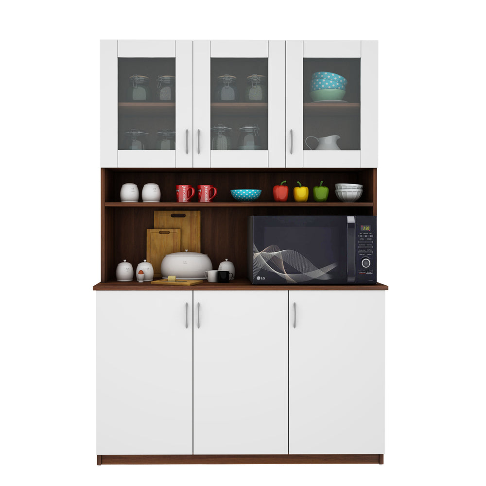 Bristo Crockery Unit | Walnut and Frosty White