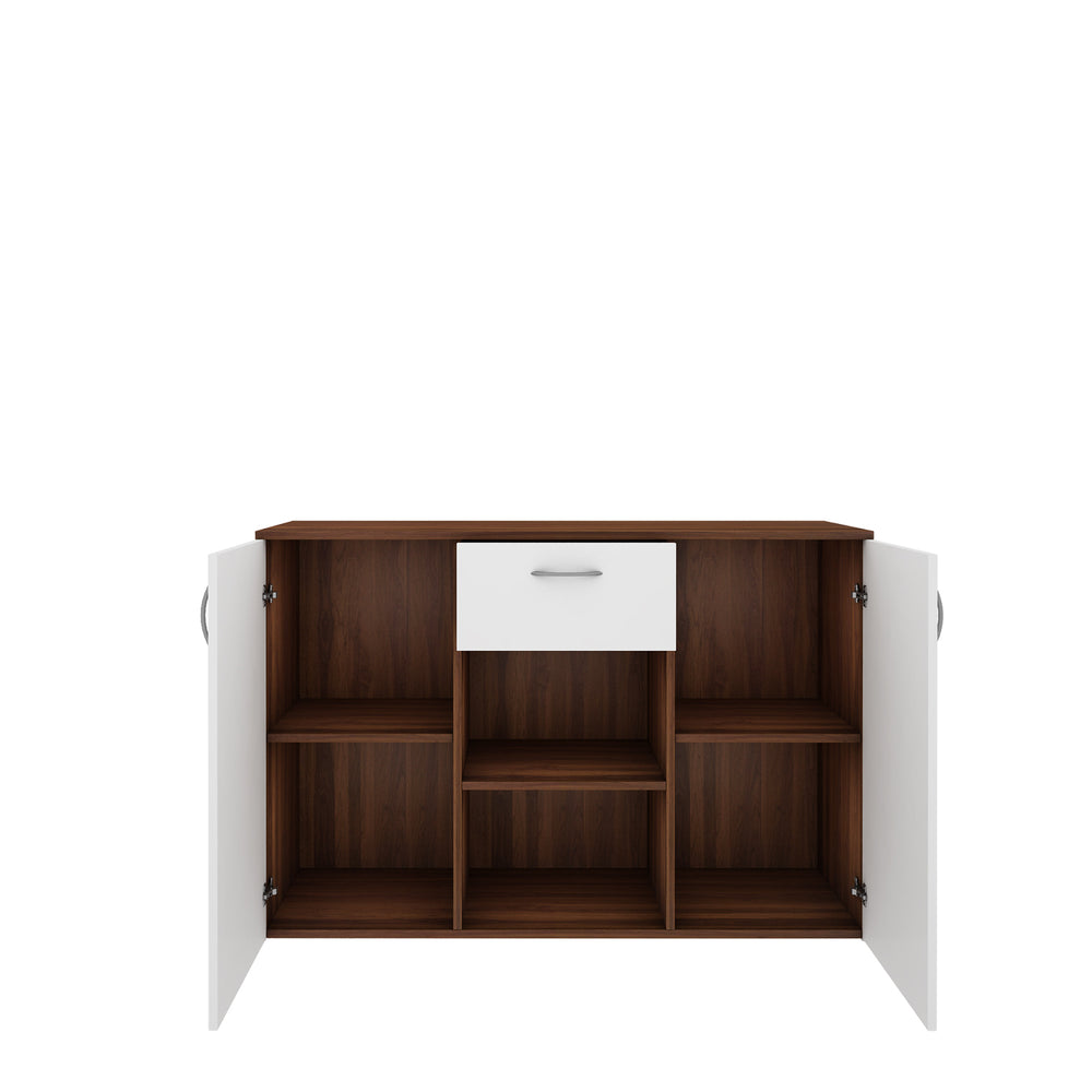 Kyrss Crockery Unit | Walnut and Frosty White