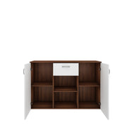 Kyrss Crockery Unit | Walnut and Frosty White