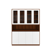 Elegant Crockery Unit | Walnut and Frosty White