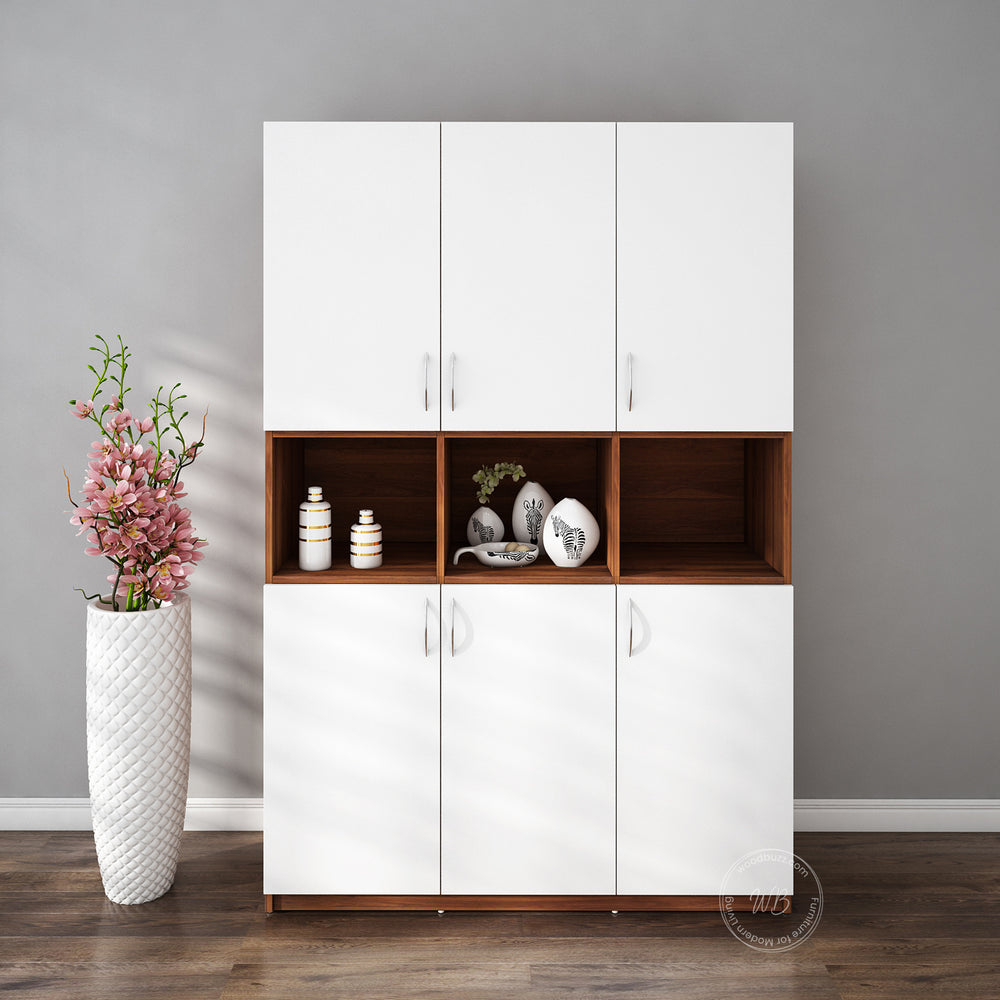 Harmony Crockery Unit | Walnut and Frosty White