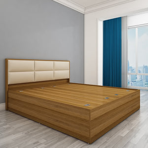 Titan Upholstered King Bed - Exotic Teak