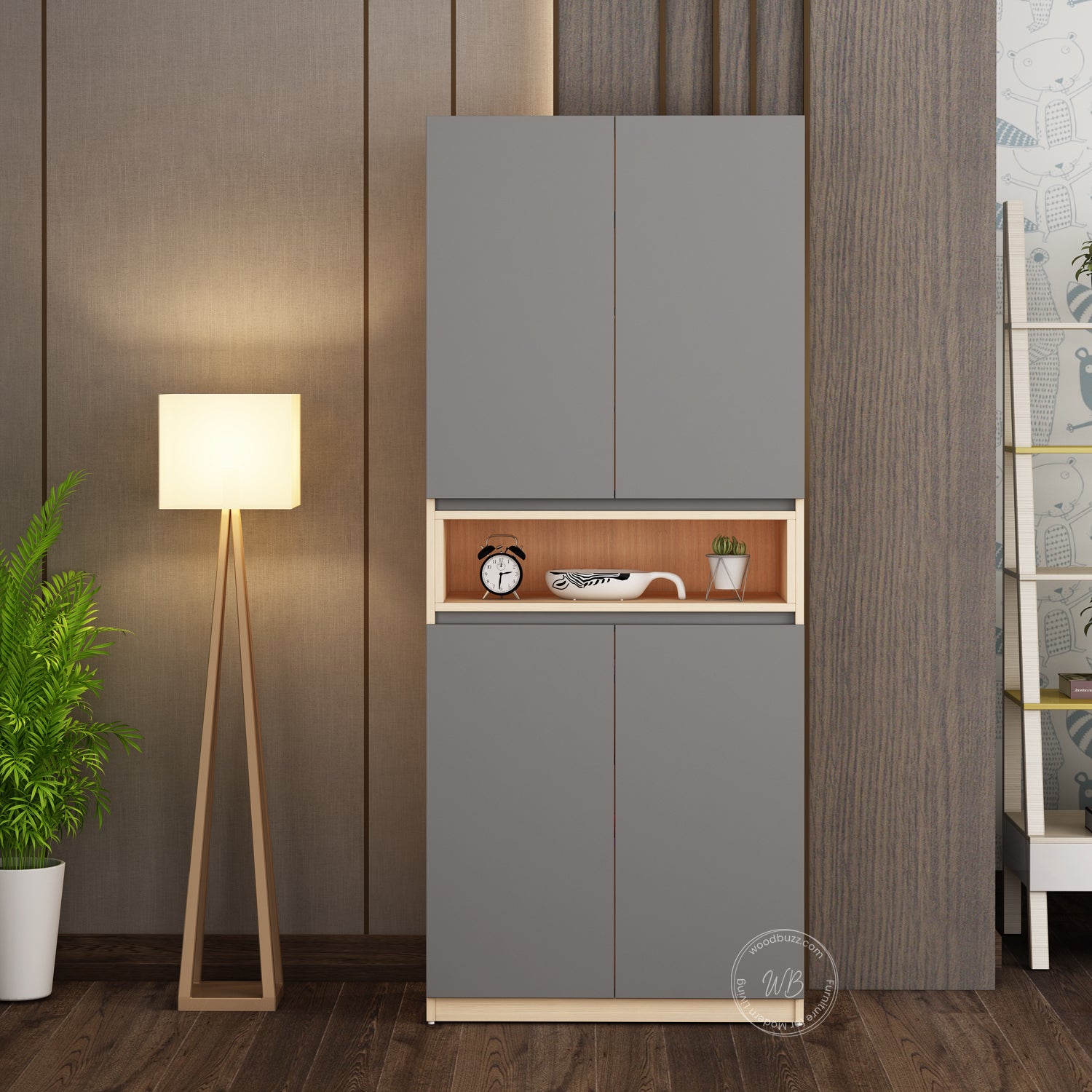 Natron Shoe Cabinet | Grey and Beige Teak
