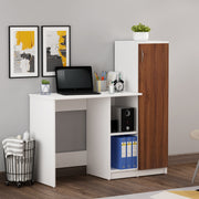 Zen Home Office Table | Walnut and Frosty White