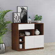 Lisa Side Crockery Unit | Small | Walnut and Frosty White