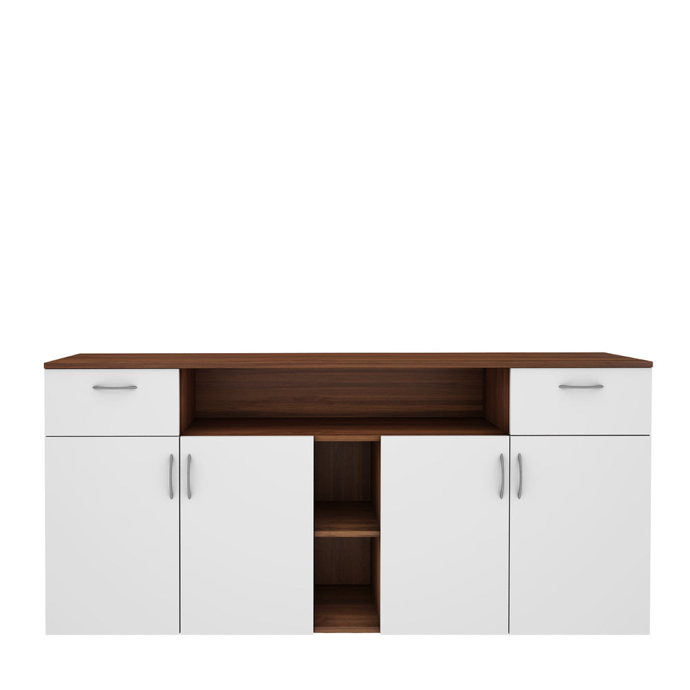 Flara Crockery Unit- Walnut & Frosty White
