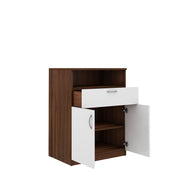 Saturn Crockery Unit | Walnut and Frosty White