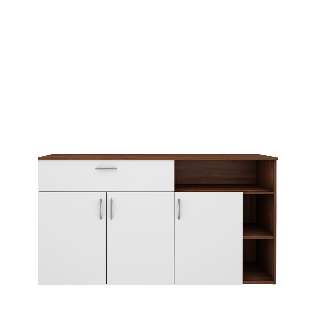 Alex Crockery Unit |  Walnut and Frosty White