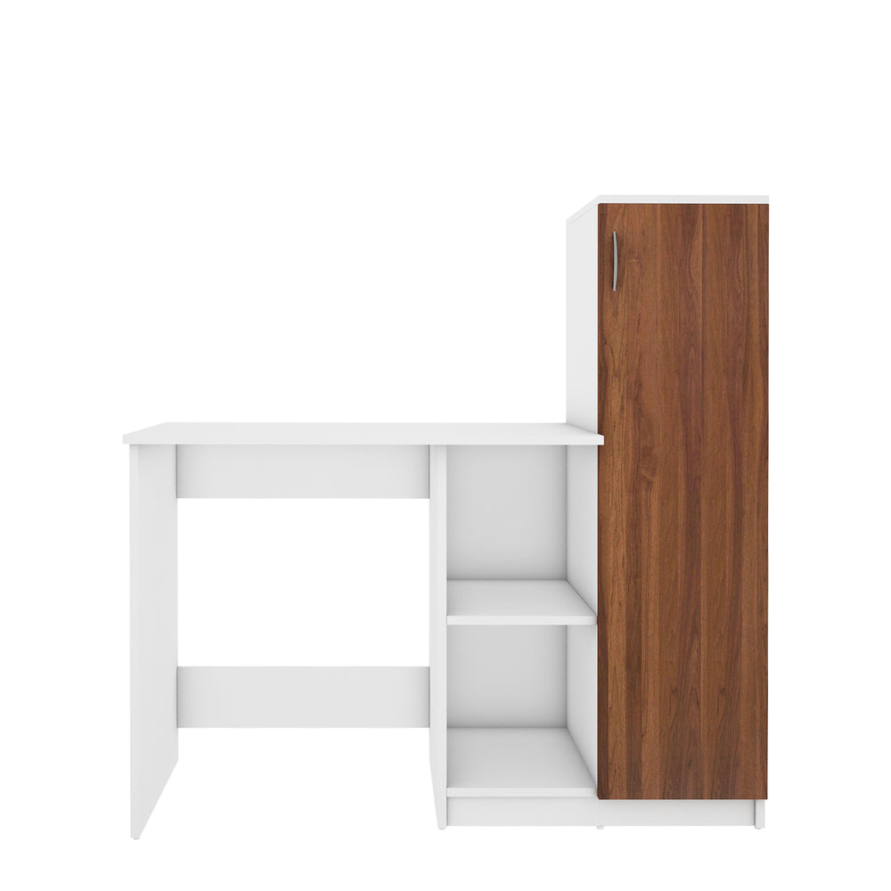 Zen Home Office Table | Walnut and Frosty White