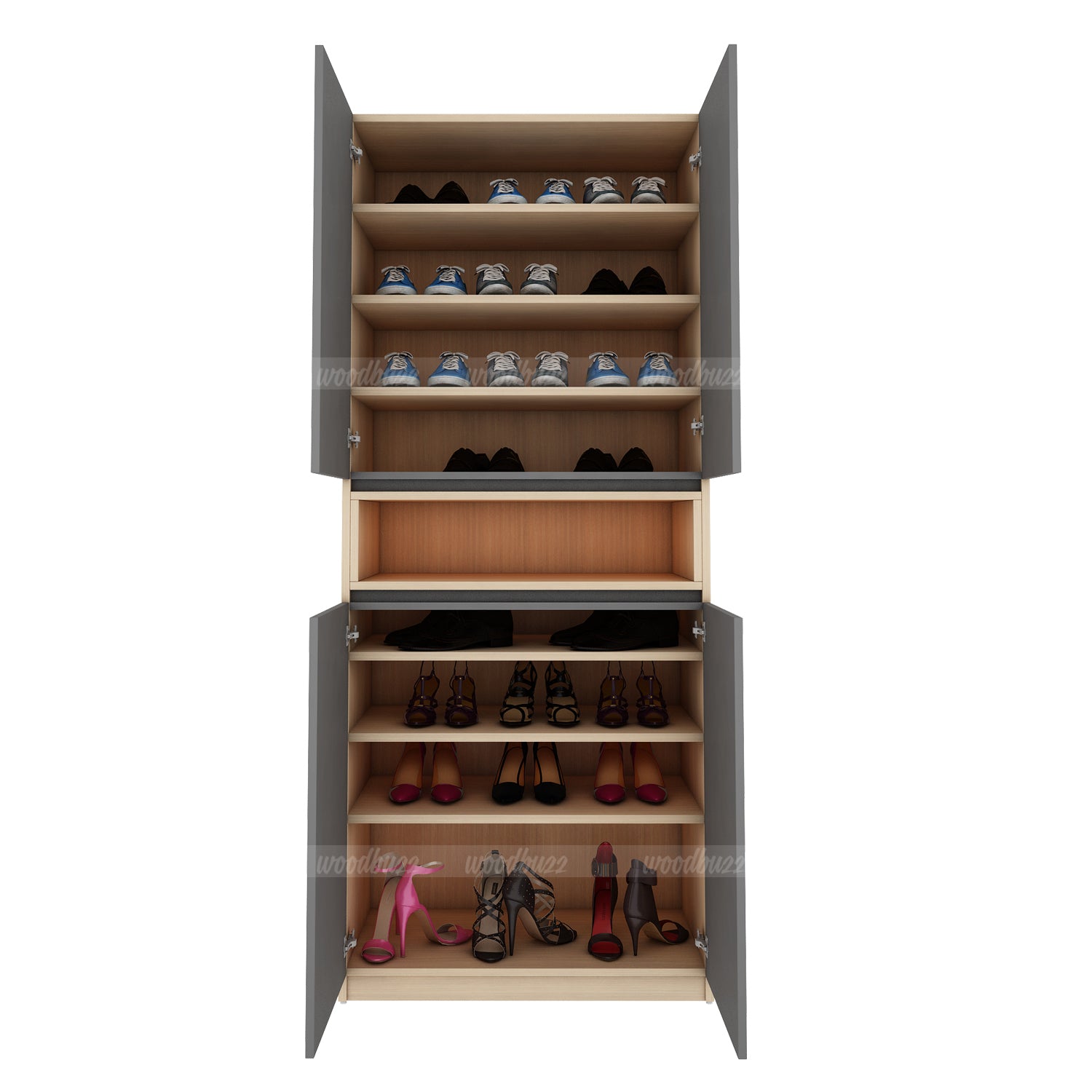 Natron Shoe Cabinet | Grey and Beige Teak