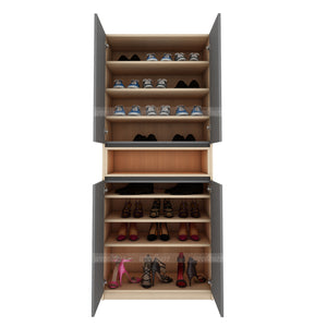 Natron Shoe Cabinet - Grey & Beige Teak
