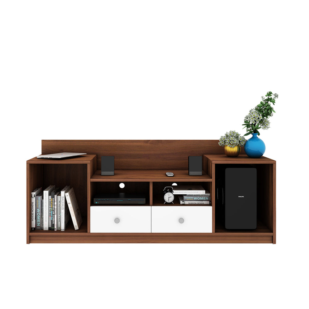 Donald TV Unit- Walnut & Frosty White