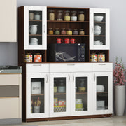 Zeenat Four Door Crockery Unit | Walnut and Frosty White
