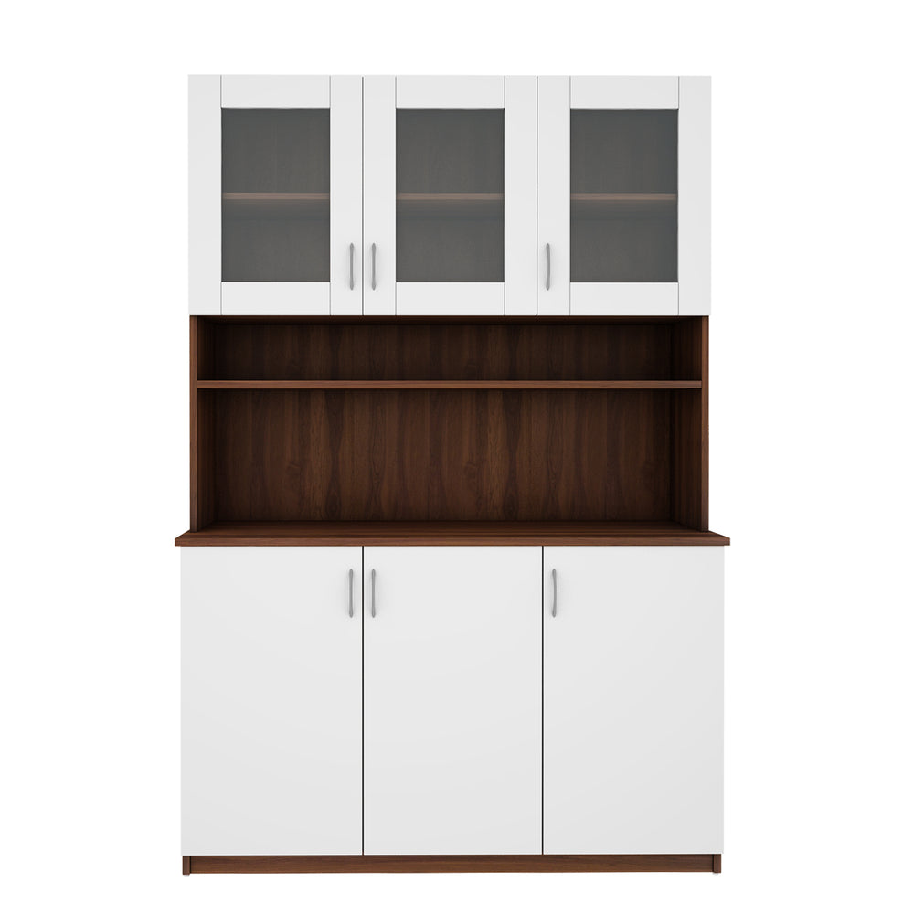 Bristo Crockery Unit | Walnut and Frosty White