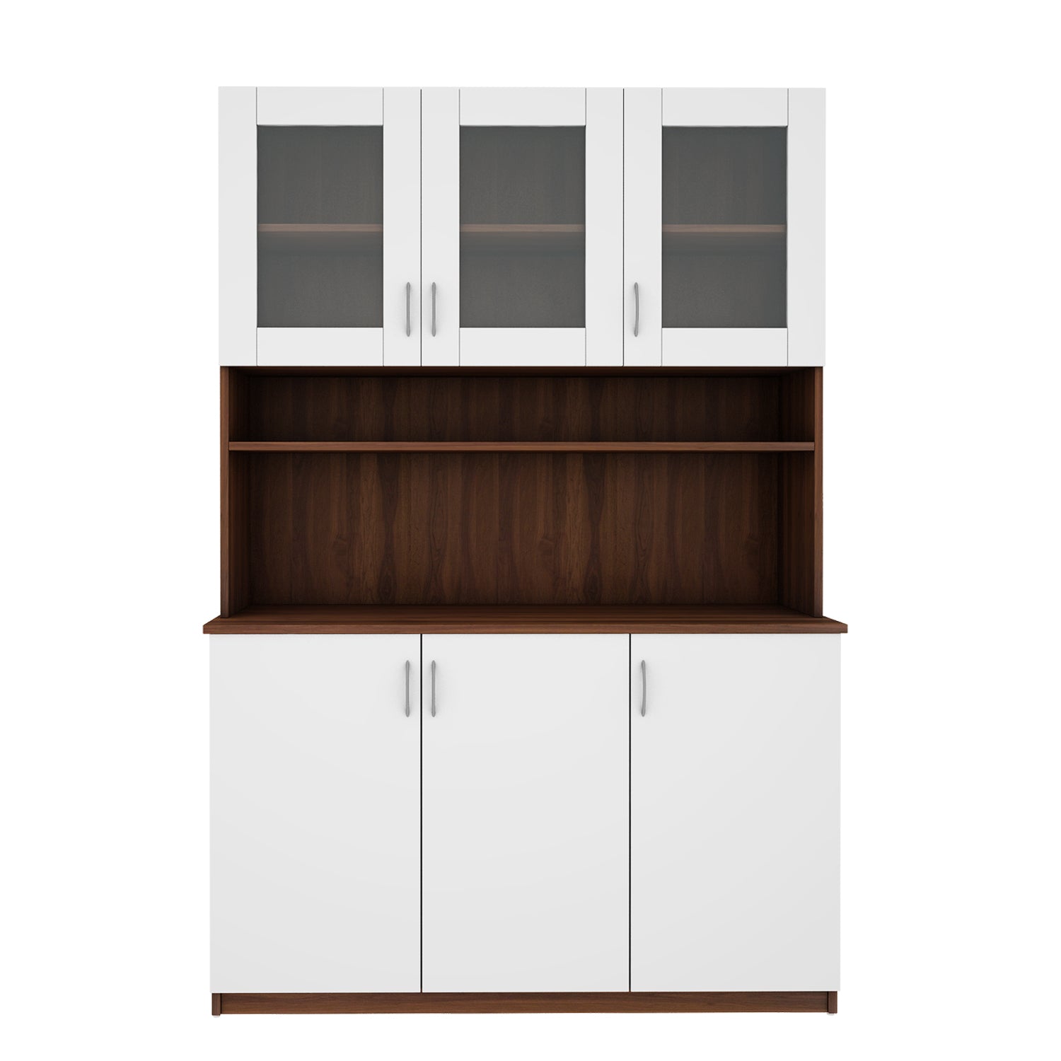 Bristo Crockery Unit | Walnut and Frosty White