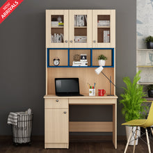 Load image into Gallery viewer, Swotty Study Table with O/H Storage- Blue &amp; Beige Teak
